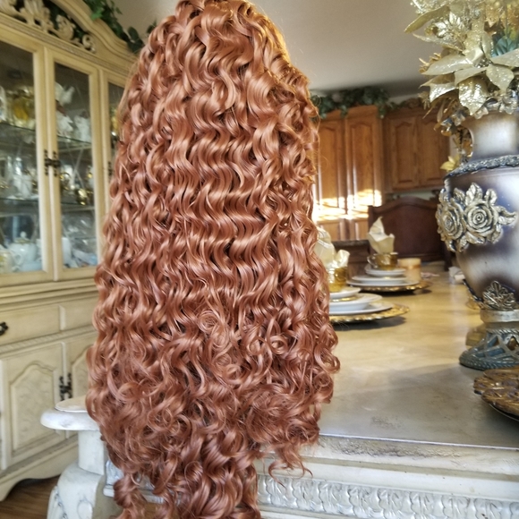 Copper Red Curly Lace Front Wig main image 4